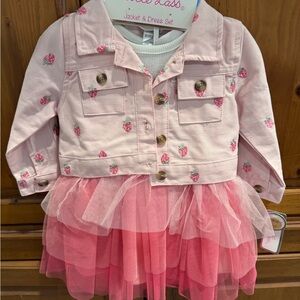 Little Lass Pink Strawberry Dress Set